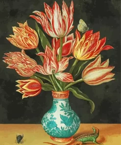 A Still Life With Parrot Tulips In A Wan Li Vase Diamond Painting