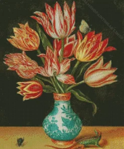 A Still Life With Parrot Tulips In A Wan Li Vase Diamond Painting