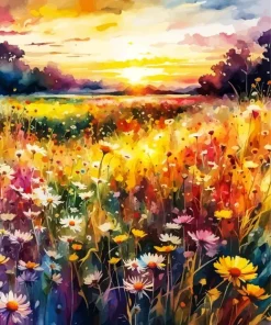 Abstract Flowers Field Diamond Painting
