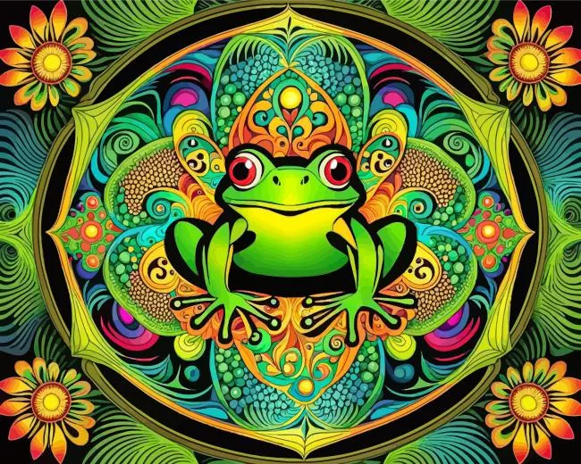 abstract frog mandala Diamond By Numbers Abstract Frog Mandala Diamond Painting