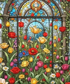 Aesthetic Flower Window Diamond Painting