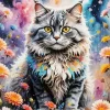 Aesthetic Flowers Cat Art Diamond Painting