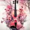 Aesthetic Flowers Violin Art Diamond Painting