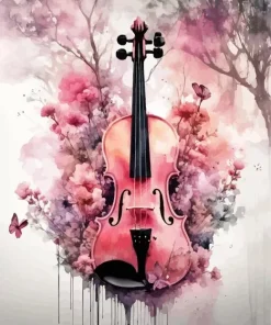 Aesthetic Flowers Violin Art Diamond Painting