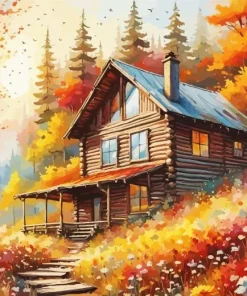 Aesthetic Forest Cabin Art Diamond Painting