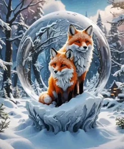 Aesthetic Fox In Snow Diamond Painting
