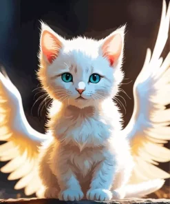 Angel Fluffy Baby Cat Diamond Painting
