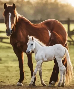 Baby And Mama Horse Diamond Painting