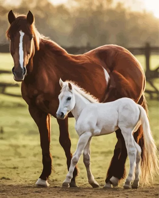 baby and mama horse Diamond Paintings Baby And Mama Horse Diamond Painting