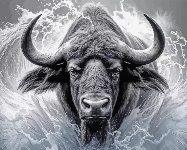 black and white buffalo Diamond By Numbers Black And White Buffalo Diamond Painting