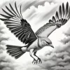 Black And White Flying Mockingbird Diamond Painting