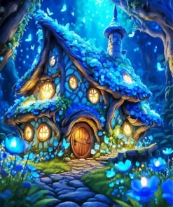 Blue Fairy House Diamond Painting