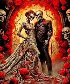 Bride And Groom Skulls Diamond Painting