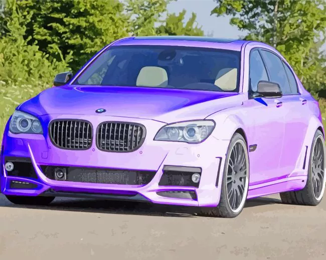 bright purple car Diamond With Numbers Bright Purple Car Diamond Painting
