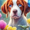 Brittany Spaniel Puppy And Butterfly Diamond Painting