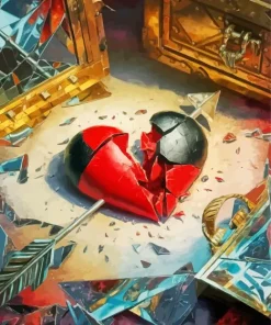 Broken Heart With Arrow Diamond Painting