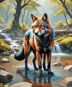 Brown And Black Wolf Diamond Painting