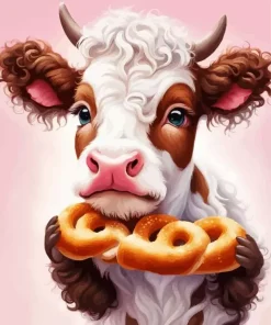 Brown And White Baby Cow Diamond Painting