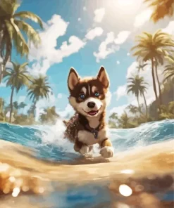 Brown Baby Husky Diamond Painting