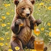 Brown Bear Eating Honey Diamond Painting