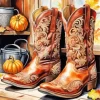 Brown Cowboy Boots Art Diamond Painting