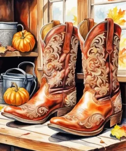 Brown Cowboy Boots Art Diamond Painting