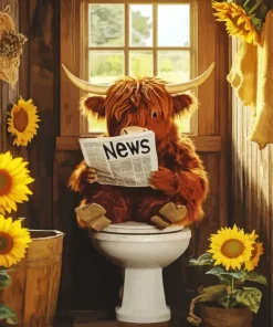 Brown Highland Calf In Wc Diamond Painting