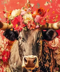 Bull With Flower Crown Diamond Painting