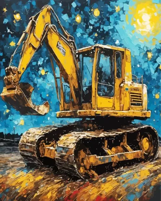 bulldozer art Diamond With Numbers Bulldozer Art Diamond Painting