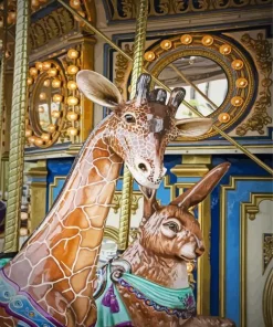 Bunny And Giraffe Carousel Diamond Painting