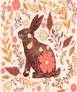 Bunny Folk Art Diamond Painting
