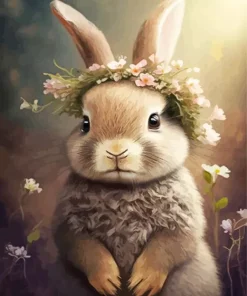 Bunny With Flower Crown Diamond Painting
