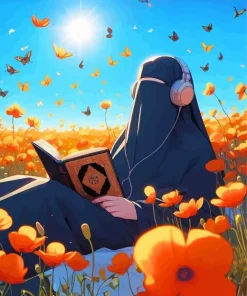 Burka Girl In Flowers Field Diamond Painting
