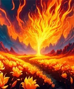 Burning Flower Field Diamond Painting
