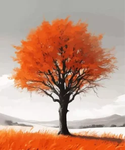 Burnt Orange Tree Diamond Painting