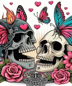 Butterflies And Skulls Diamond Painting
