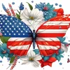 Butterfly Flower American Flag Diamond Painting