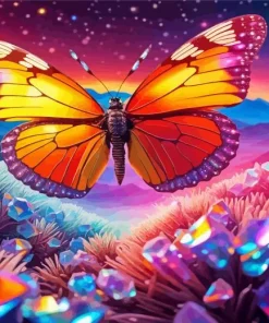 Butterfly In A Field Diamond Painting