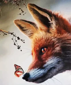 Butterfly On Fox Nose Art Diamond Painting