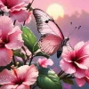 Butterfly On Pink Flower Diamond Painting
