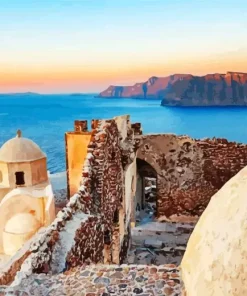 Byzantine Castle Ruins Santorini Diamond Painting