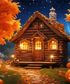 Cabin In Fall Diamond Painting