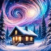 Cabin In Snow Woods Diamond Painting