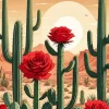 Cactus And Roses Diamond Painting