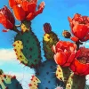 Cactus Red Flowers Diamond Painting