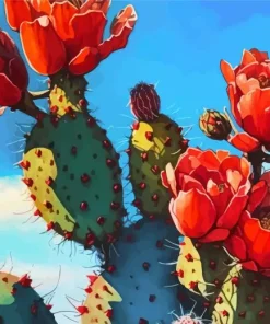 Cactus Red Flowers Diamond Painting