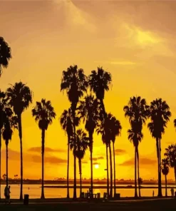 California Palm Trees At Sunrise Diamond Painting