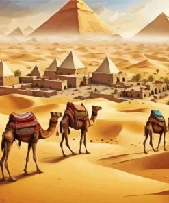 Camels And Pyramids Diamond Painting