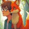 Cartoon Boy And Fox Diamond Painting