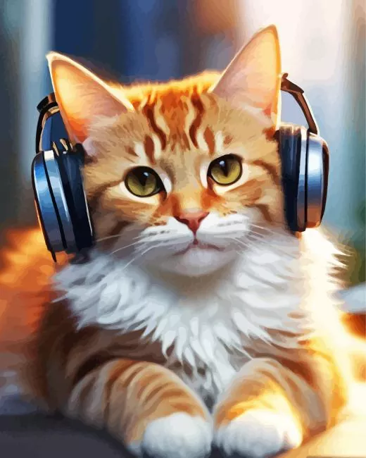 cat wearing headphones Diamond Paintings Cat Wearing Headphones Diamond Painting